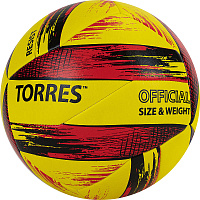 Мяч вол." TORRES Resist" V321305 р.5 синт. кожа (ПУ) гибрид, бут. кам.  жёлто-красно-чёрный